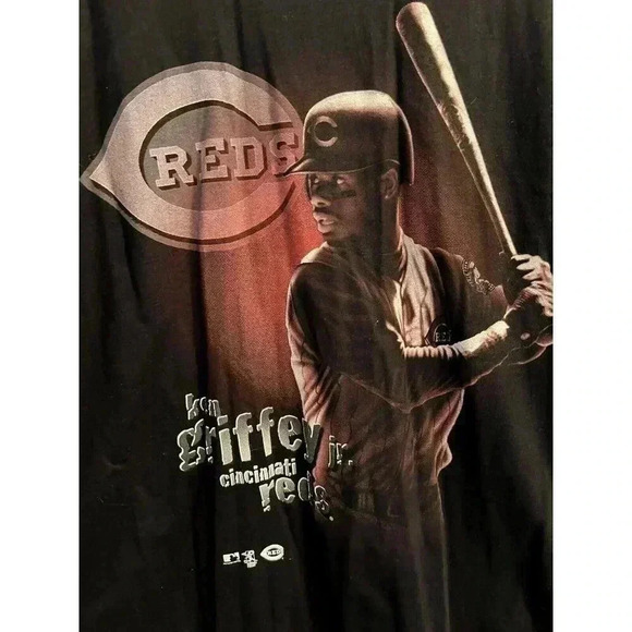 Y2K Ken Griffey JR Pro Player TShirt LG Reds Baseball Black Red HOF MLB NWT Rare - Picture 2 of 6